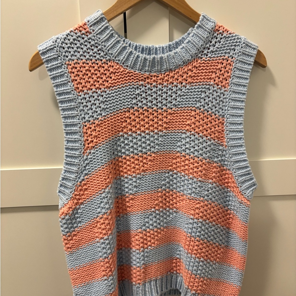 Boxy Ribbed Tank Top Blue and pink
